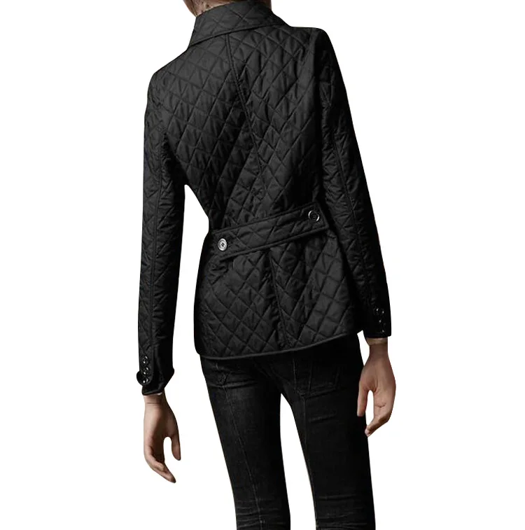 Hot Selling Small Cotton-padded Clothes Fold-down Collar Single Breasted Slim Fit Faux Silk Cotton Coat Quilted Cotton Plai