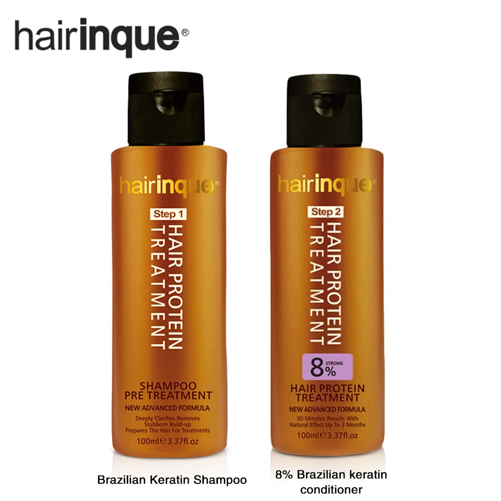 1set Brazilian Keratin Hair Protein Treatment Purifying Shampoo and Conditioner for Frizzy Damage Hair Repair Hair Straighten