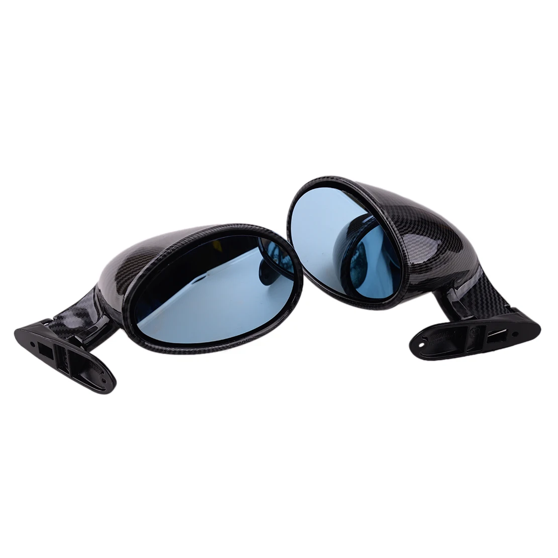 

Universal 2Pcs/Set Car Carbon Fiber Style Vintage Side View Wing Blue Mirrors