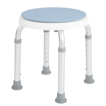 

Adjustable Height Round Bath Shower Stool Aluminum Alloy Swivelling Seat 360°Rotating Safety Seat With Non-Slip Mat For Elderly