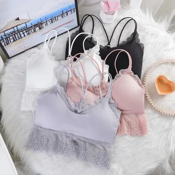 

2020 Fashion Women's Underwear New Sexy Cross Suspender Sexy Lace Lace Lace No Steel Ring Bra Student Girls' Underwear