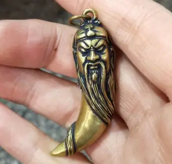 

FINE CHINESE ARCHAIZE PURE BRASS GUAN GONG BUDDHA SMALL STATUE PENDANT