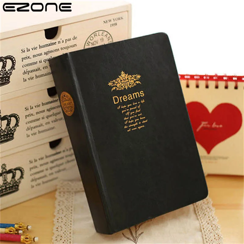 

EZONE 208 Page Retro Super Thicken Golden Rim Blank Notebook Dream Notepad large painting write Diary Stationery Journal Gift