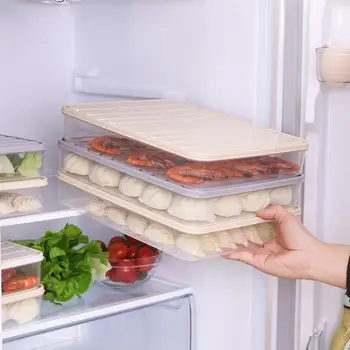 

2Pcs Plastic Boxes for Kitchen Refrigerator Organization Food Storage Container(Gray small/large)