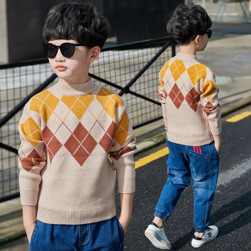 

Large CHILDREN'S Sweater Pullover 2019 New Style Autumn And Winter Big Boy BOY'S Sweater 10 Korean-style 9 Western Style 12 Hand