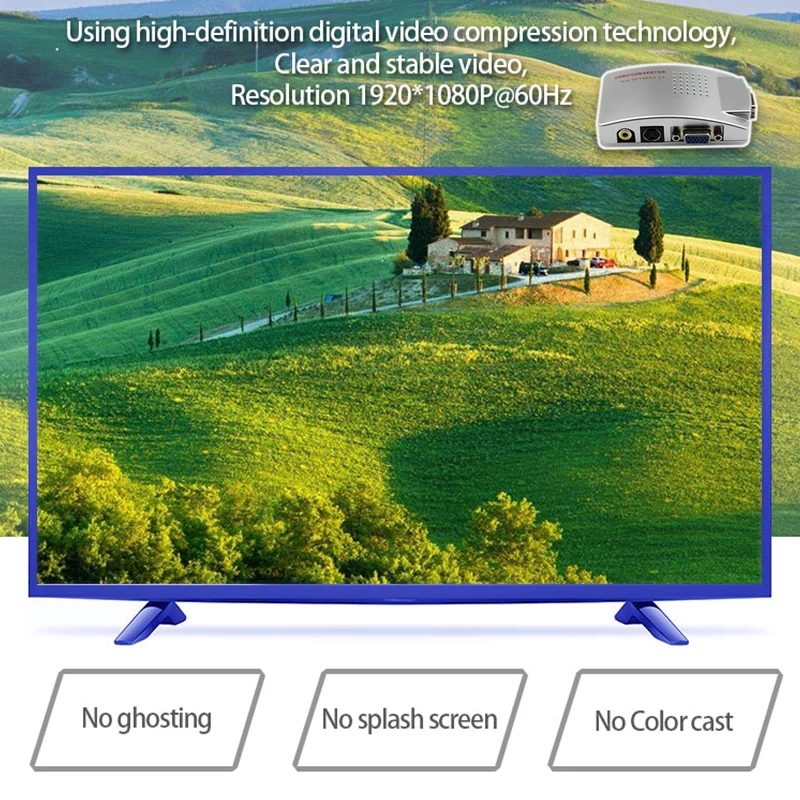 VGA to AV 컴포지트 S-비디오 컨버터 어댑터 스위치 박스 1080p 지원 NTSC/PAL for Computer Laptop PC