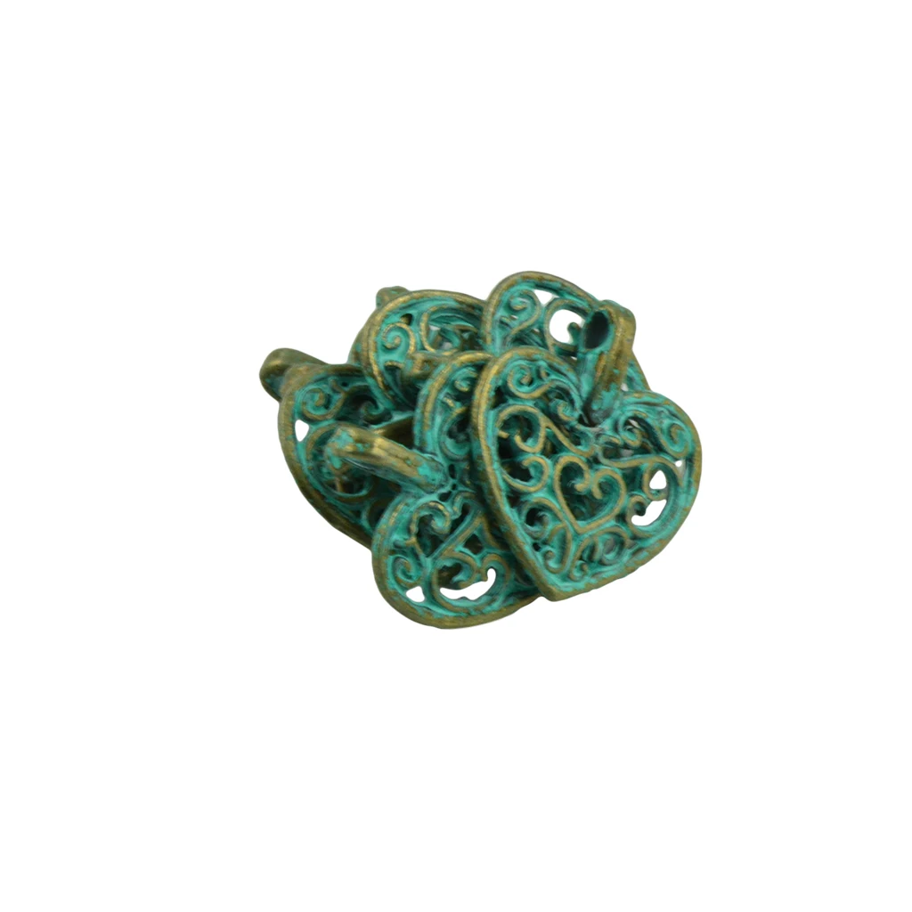 50 pcs Patina Hollow Out Pendant Charms Hearts Locket Findings Jewelry Crafts Fashion Jewelry for necklaces bracelets earrings