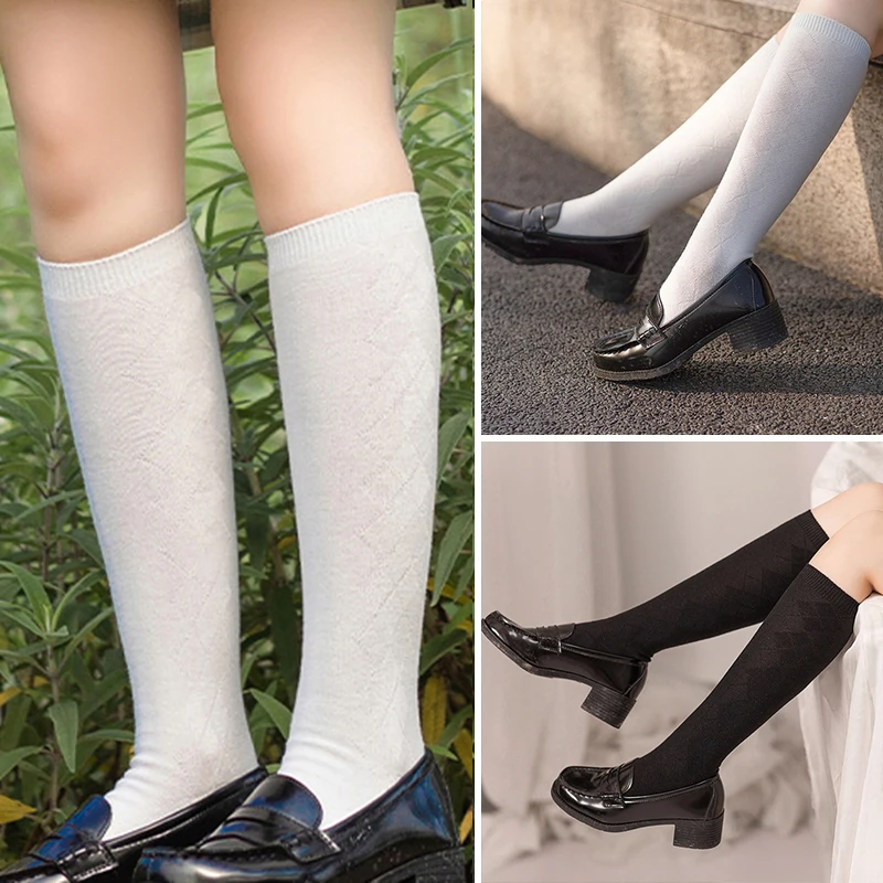 

Classic Knee Stocking Calf Sock Japanese Comfortable Soft Winter Warm Women's Cozy White Black Long Socks College Style Elastic