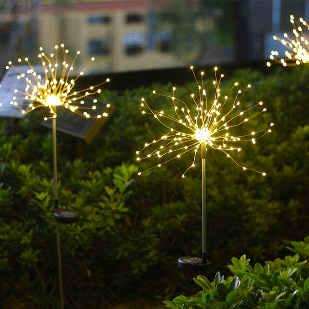 Outdoor Solar Powered Lamp Sunlight Grass Fireworks Lights 90/120/150 LED Landscape Holiday Light for Garden Decoration