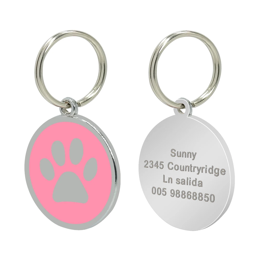 Custom Anti-lost Collar Puppy Accessories Name Pendant Tags Cat Steel ID Dog Dog Tag Engraved Pet Tag Paw Stainless Personalized - Color: 17