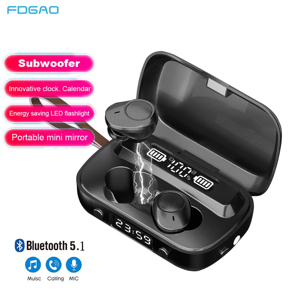 

Bluetooth Wireless Headphones with Microphone Sports Waterproof TWS Earphones Touch Control Hifi Headsets Earbuds Phone 2000mAh