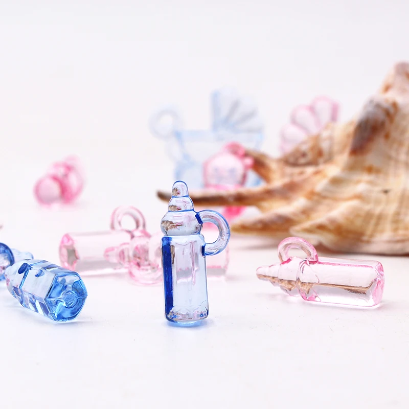 30 шт. розовый синий мини-пластиковая бутылочка для кормления для детского душа, наполнитель для детской комнаты, вечерние украшения для крещения, украшения для торта