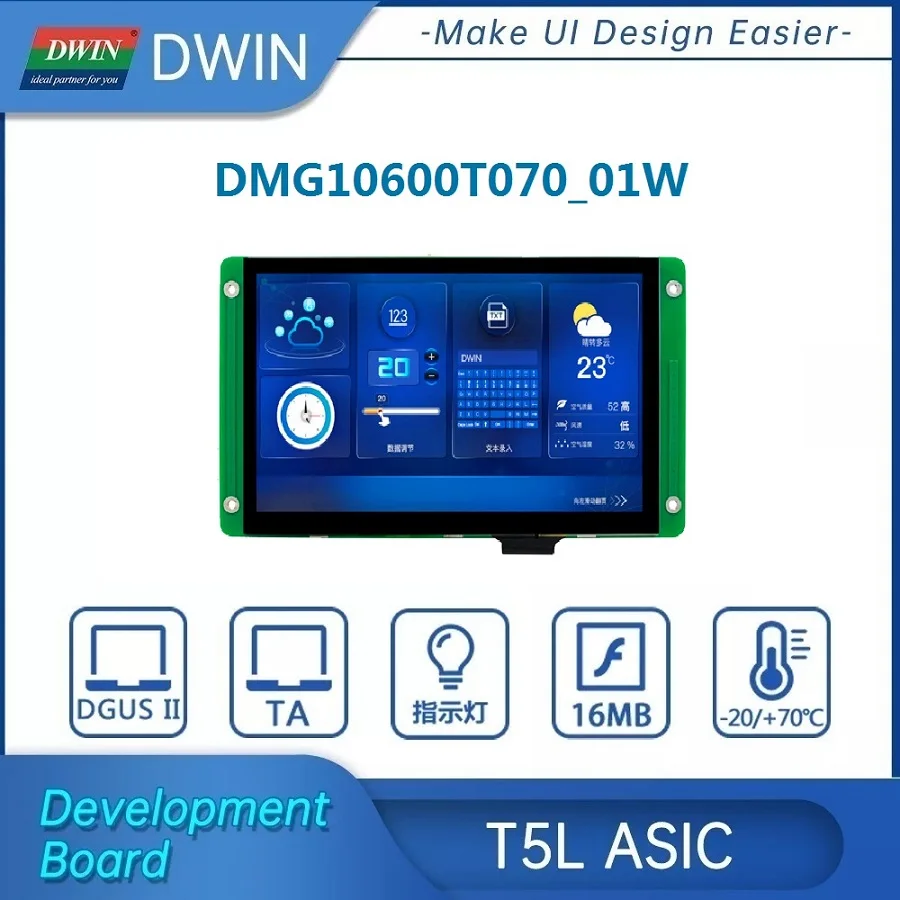 Dwin Arduino Lcd Module 7.0 Inch 1024*600 Resolution Hmi Esp32 Display ...