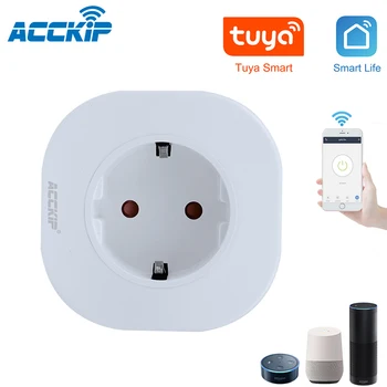 

ACCKIP Wifi Socket Smart Plug EU 10A Timer Remote Control Wireless Power Socket for Tuya APP Alexa Google Home Mini Wifi Outlet