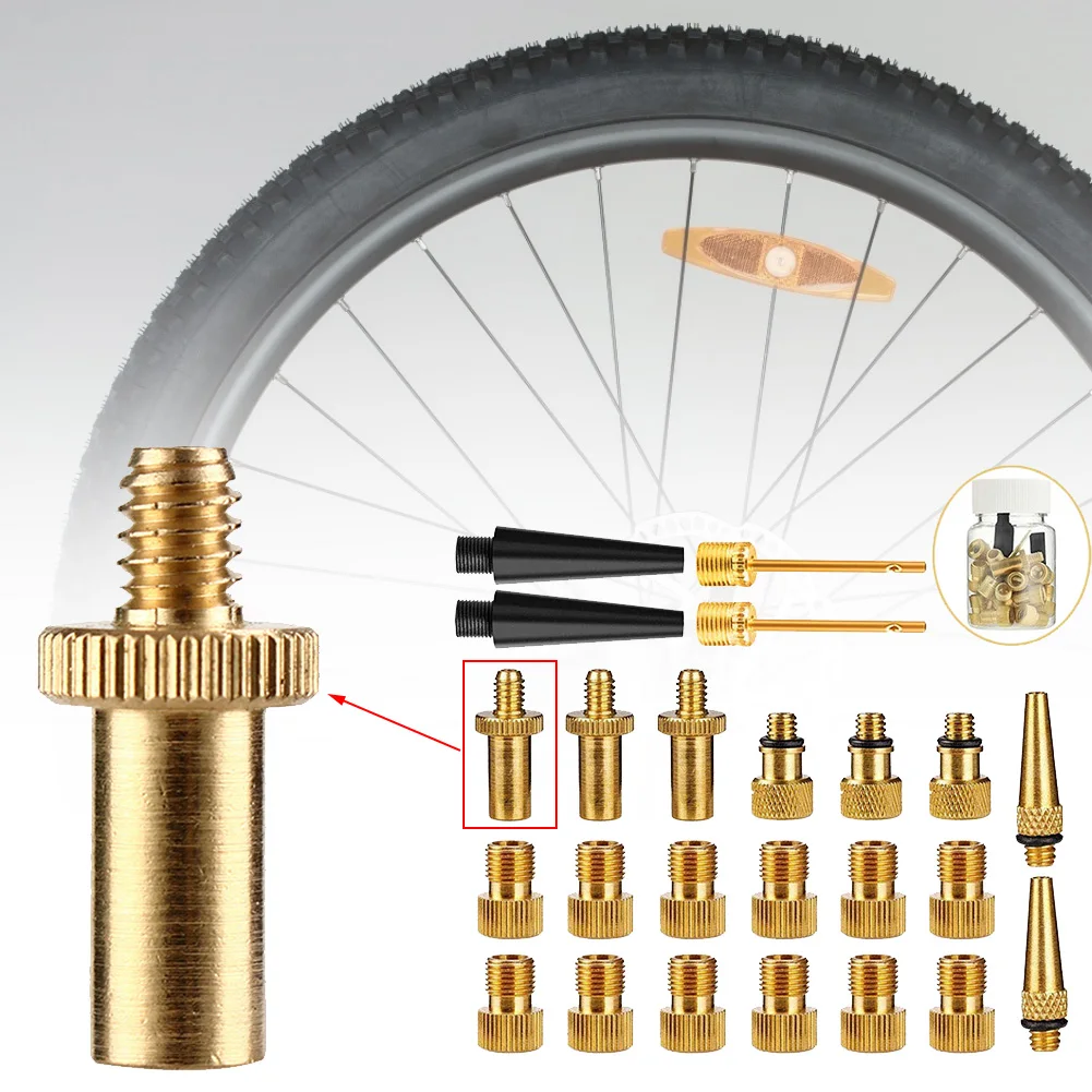 

24PCS Adapter Set Lightweight Durable Easy Install Inflator Conversion Nozzle Tire Portable Outdoor Bicycle Pump Copper