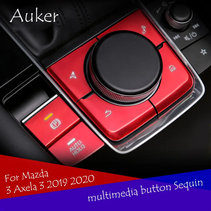 #*Cheap ar aluminum multimedia button Sequin trim interior moldings stickers accessories For Mazda 3 Axela 3 2019 2020