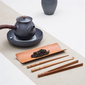 

4Pcs/set Tea Ceremony Utensils Set Bamboo Teaspoons tea Needle Tea Tweezer Clip Strainer Tong Tube Wooden Teaware
