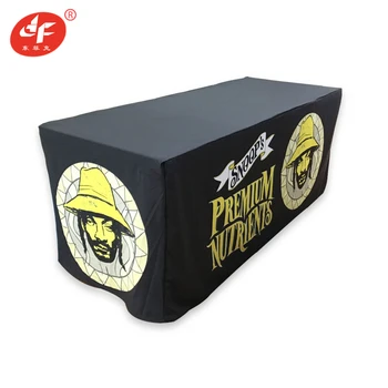 

4ft 6ft Customize Logo Print Fitted Loose Draped Table Cloth Covers For Sports Event Reception Desk