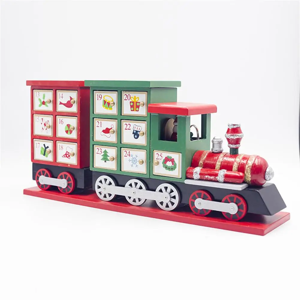 Обратный отсчет Advent Календарь Коробка для хранения окрашенный поезд Новогодний подарок для детей коробка для хранения игрушек Рождественский календарь