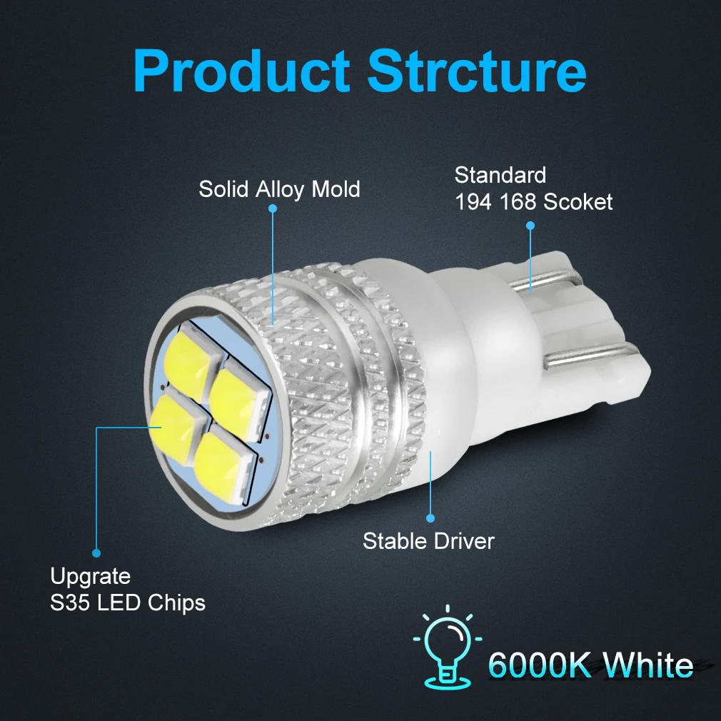 2 шт. T10 W5W светодиодный лампы 168 194 светодиодный автомобиля для Чтения Купол светильник супер яркий S35 габаритного фонаря Авто Клин Парковка лампы 12V