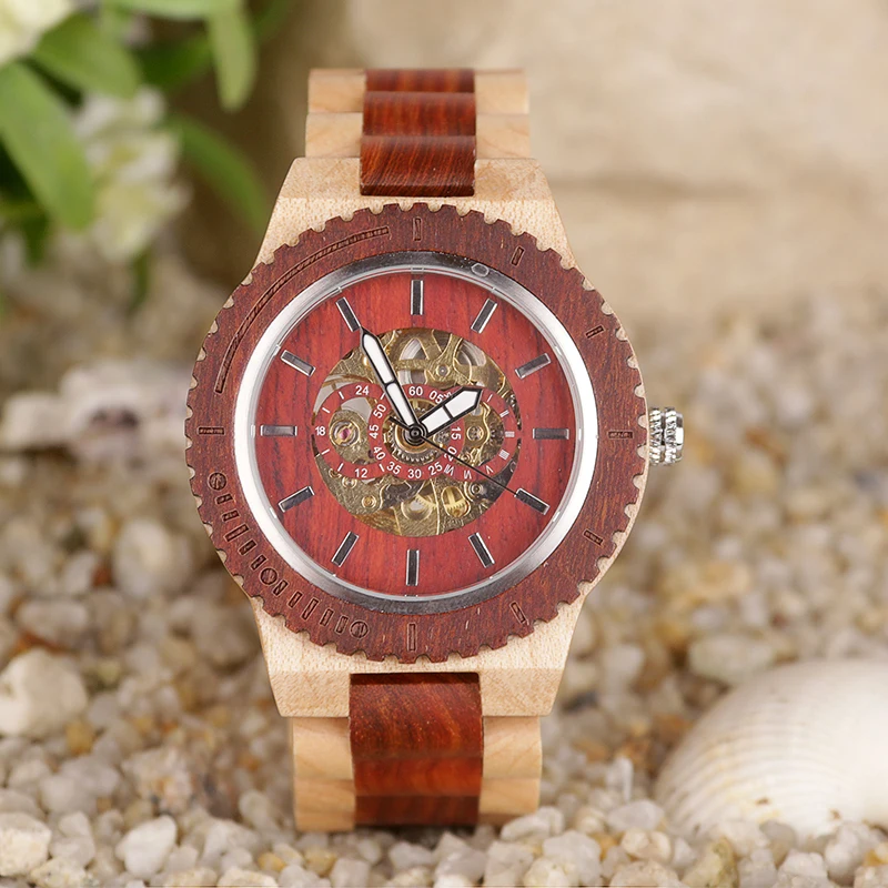 

Full Wooden Watch for Men Top Luxury Automatic Mechanical Clock Male Wooden Strap Army Military Business Watch Retro Wristwatch