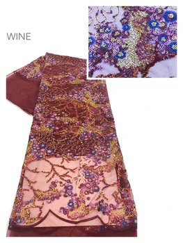 

Anna fashion african tulle lace fabric 2020 high quality embroidery french net laces sequins fabrics 5 yards/pcs for party dress
