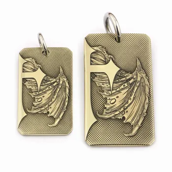 

High Detail Deep Laser Engraved Brass Devil Wing Cross Pendant Biker Punk Dogtag 9X029B Steel Necklace 26 inches