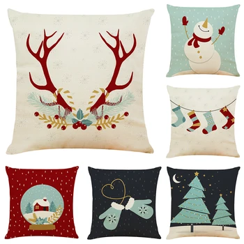 

Throw-Pillow-Cover Merry Christmas Painting Decorative Cushion Cover Bed Sofa Linen Pillowcase Home Decor Cover 45*45cm