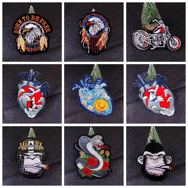 

Embroidery Patch For Jacket Back Punk Biker Patches Clothes Stickers Iron On Patches For Clothing Jacket Back Patch Badge DIY