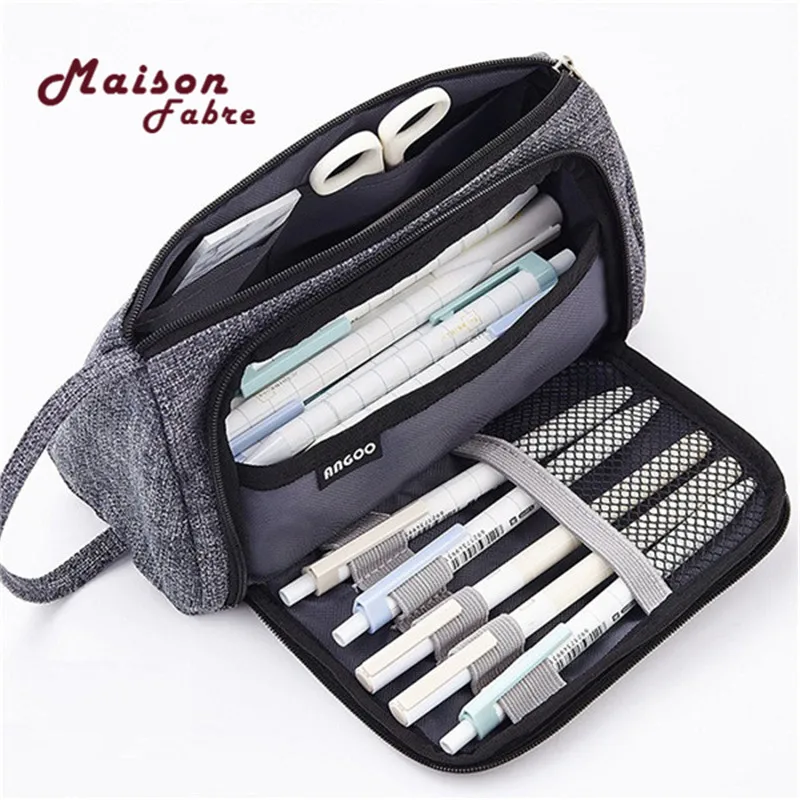 

Unisex Big Capacity Pencil Case Pen Pouch Holder Makeap Case Storage Bag Trunk Fresh Canvas Square Bag bolsos mujer verano