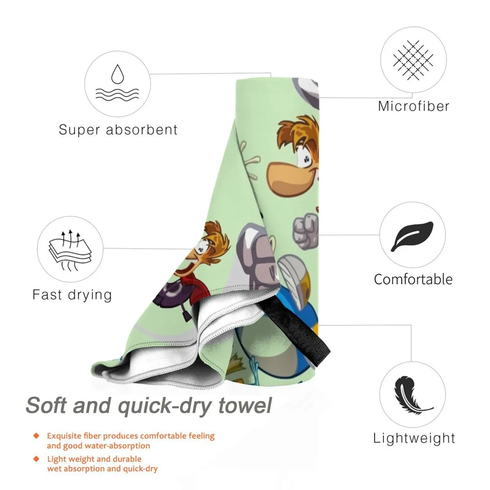 Sports Towel Rayman And Globox Quick Dry for Gym Bath Portable