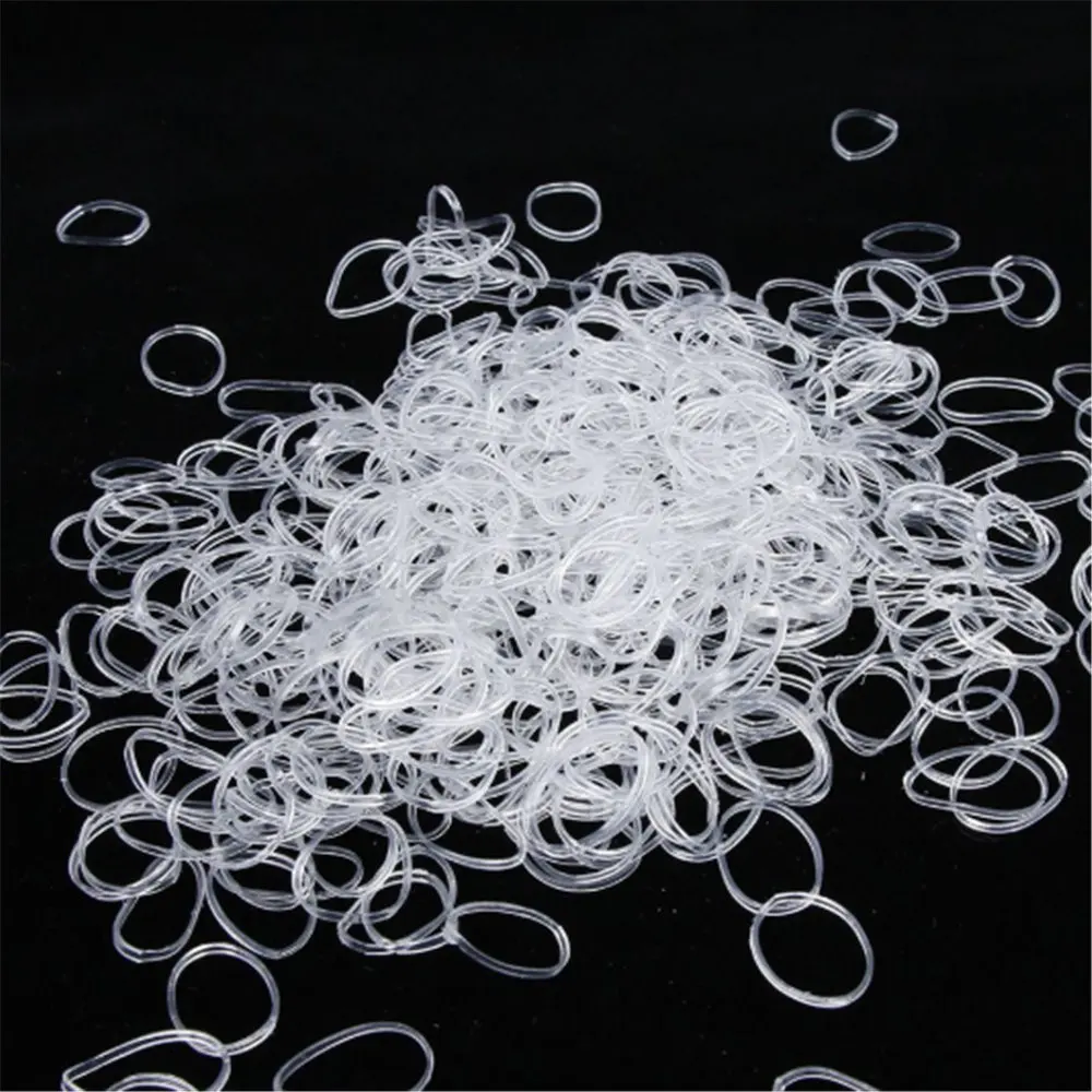 White 1mm Hair Rubber Cord Rubber Band Transparent Clear Ponytail Holder Elastic Rubber Hair Rope 500 Pcs/bag