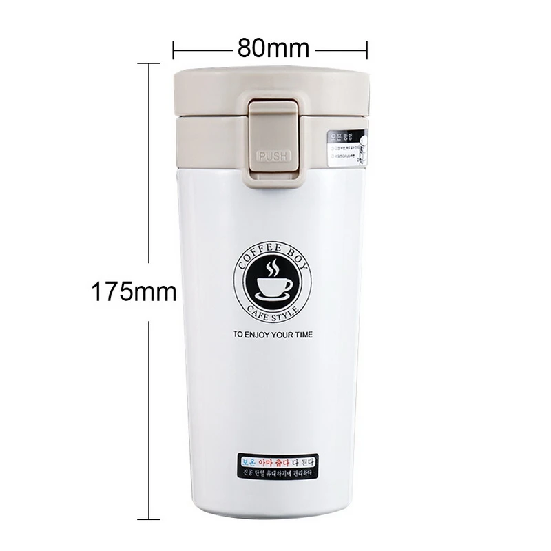 White 380ml Coffee Mug Thermocup Double Wall Stainless Steel Vacuum Flasks Car Thermo Travel Mug Portable Drinkware Coffee Tea Cup - Цвет: White