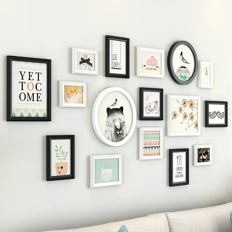 

16 pcs/set Modern Style Photo Frame Wall Decor Creative Living Room Photo Frame Hanging On The Wall Family Picture Frame Set