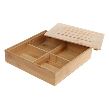 

Storage Tray Dried Fruit Plate Kitchen Living Room Wood 4 Grid Wedding Candy Box Snack Japanese Storage Bowl Jewelry Box