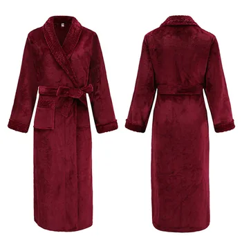 

Coral Fleece Nightwear Soft Nightdress Homewear For Lovers Bathrobe Gown Robe Winter Flannel Kimono Gown Sleepwear Keep Warm