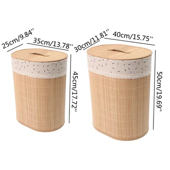 

New Household Bamboo Laundry Basket Clothes Toy Storage Folding Hamper Sorter Bin Organizer Laundry Hamper Bucket Collapsible Bo