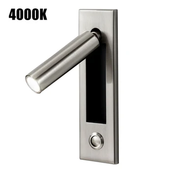 

LED Wall Light Lamp Home Rotatable Embedded Hotel Reading Bedroom Bedside Push Switch Nordic Headboard Sconce Guest Room