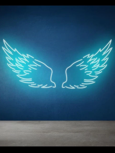 Leucht reklame für zwei Flügel Liebes anzeige Engel Express