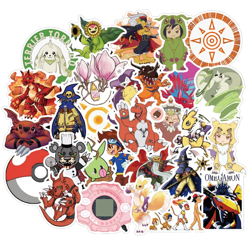 

50PCS Japan Classic Anime Digimon Stickers For DIY Children Guitar Laptop PS4 Skateboard Toys Digital Monster Sticker