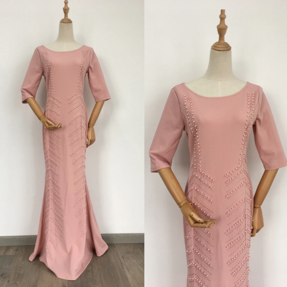 Vestido de festa, женское платье русалки, с коротким рукавом, с круглым вырезом, с бисером, в африканском стиле, для девушек, праздничная одежда, Вечернее Длинное Макси, официальное белое платье