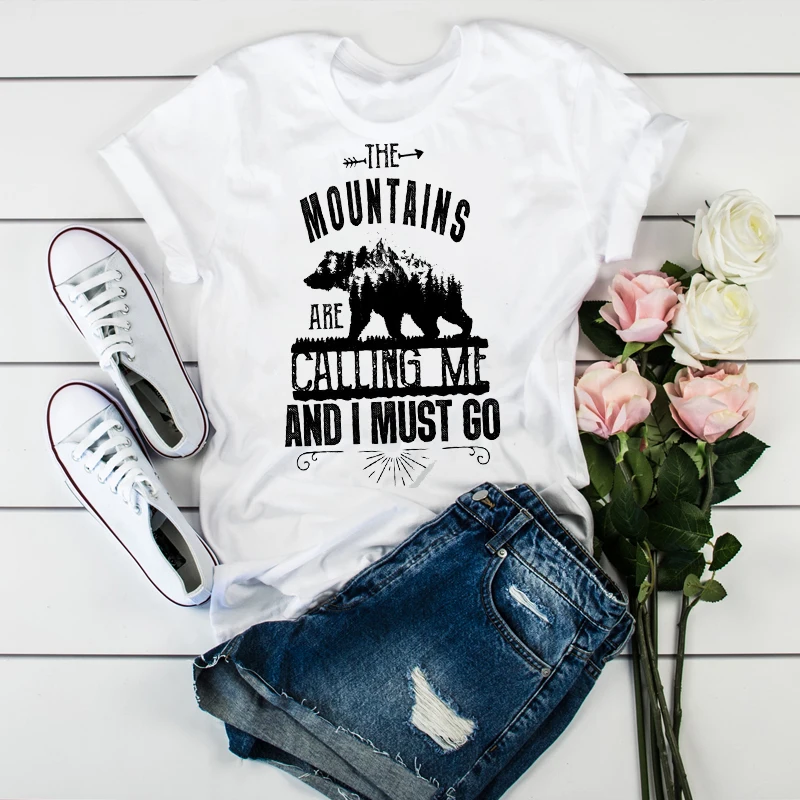 Женская футболка с принтом Bear Mountain Camper модная рисунком Tumblr 2019|Футболки| |