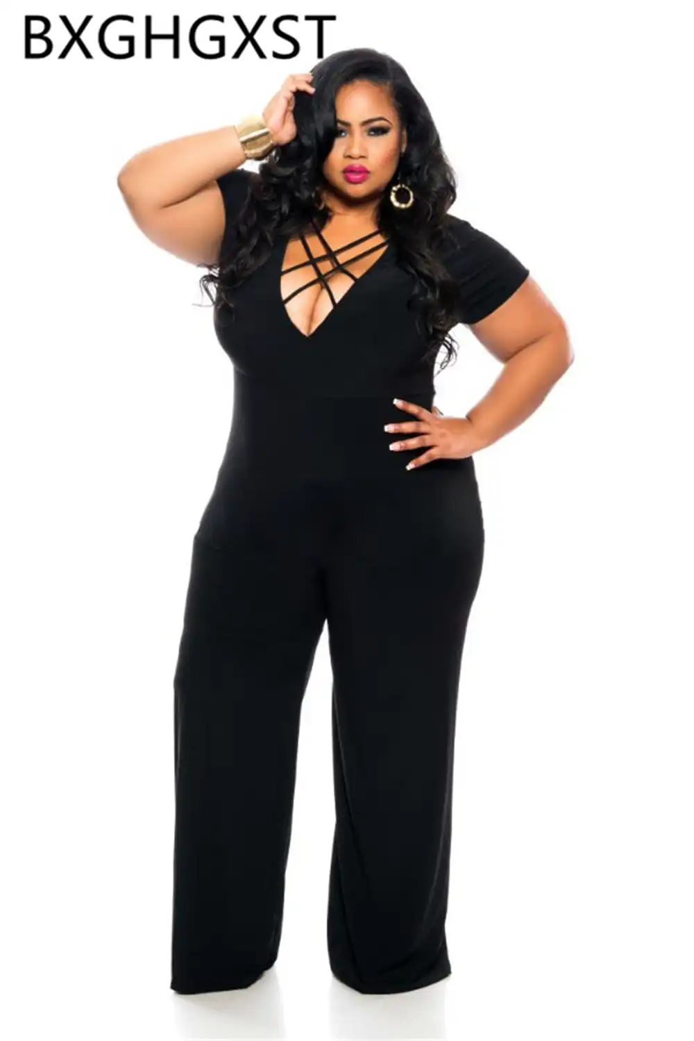 all black plus size jumpsuit