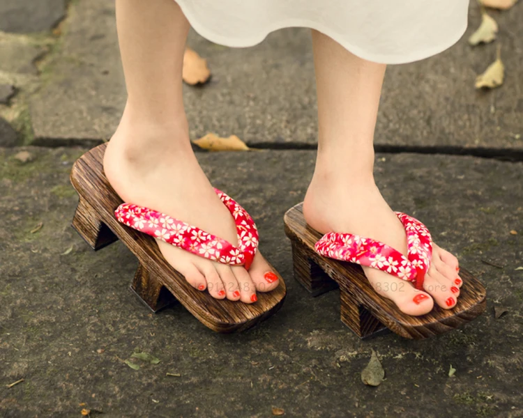 Scarpe Geta Giapponesi In Legno Con Tacco Alto - Sandali Tradizionali Per Cosplay E Kimono