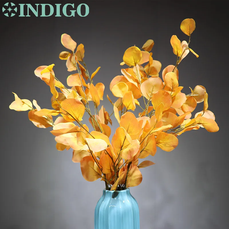 

INDIGO- 5pcs Autumn Color Eucalyptus Leaf Christmas Wall Decoration Artificial Plant Wedding Flower Party Free Shipping