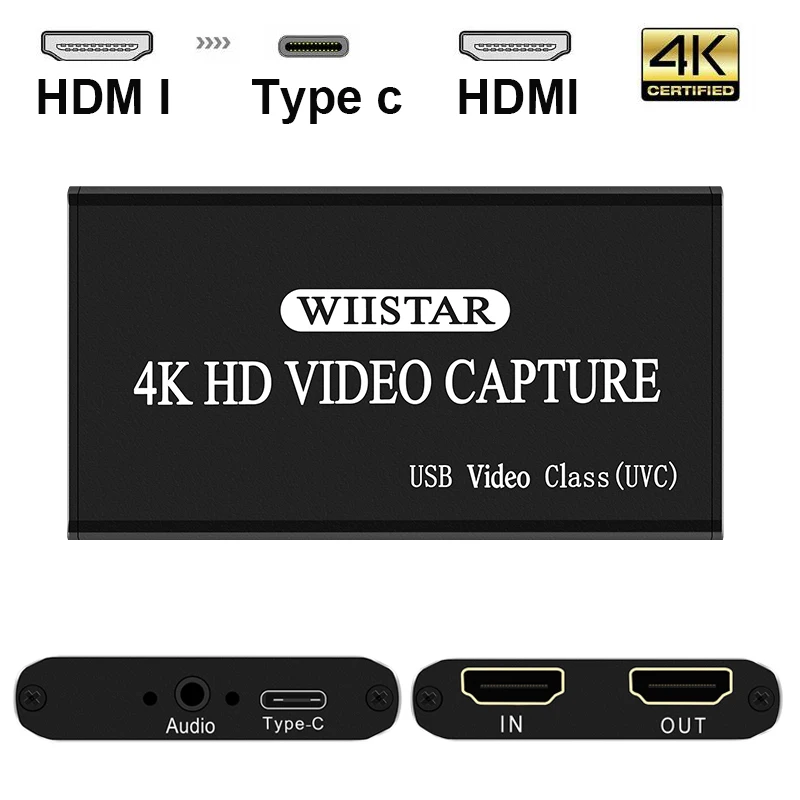 USB HDMI Audio Video Capture Card Device ,type c Game Capture HD 4k 30Hz Live Stream Game Capture for Win8 Windows 10 MAC Linux