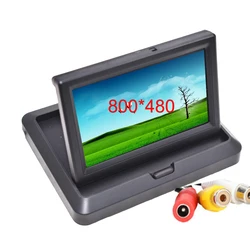 Écran de Moniteur de Voiture Pliable TFT LCD, 4.3 ou 5 Pouces, Miroir HD pour Caméra de Rectransistors