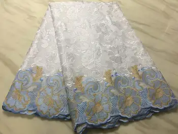 

High Quality Double color Cotton African Dry Lace Fabric Embroiderey Swiss Voile Lace In Switzerland For Party Dress Sew Soft