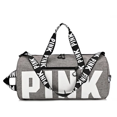 Новейший дизайн, розовая спортивная сумка с блестками и буквами для спортзала и фитнеса, сумка через плечо, женская и мужская сумка-тоут, сумка для путешествий - Цвет: Gray B