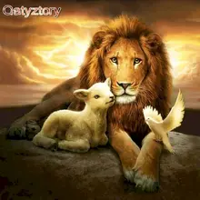 

GATYZTORY 5D Diamond Painting Full Square Lion Diamond Embroidery Animals Rhinestones Art Bead Picture Mosaic Coconut Tree